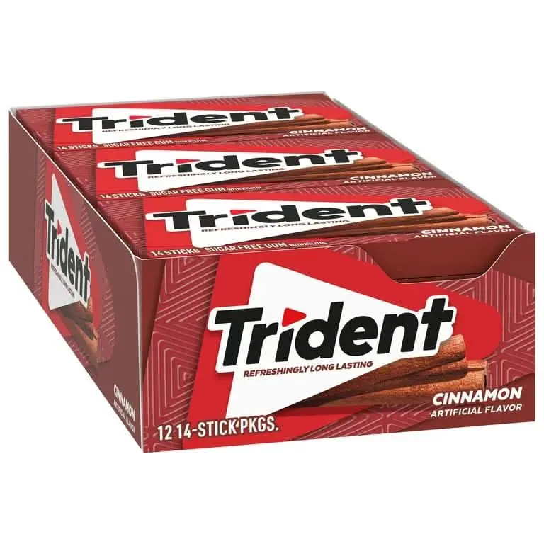 Trident Cinnamon Sugar Free Gum, 12 Packs of 14 Pieces (168 Total Pieces)