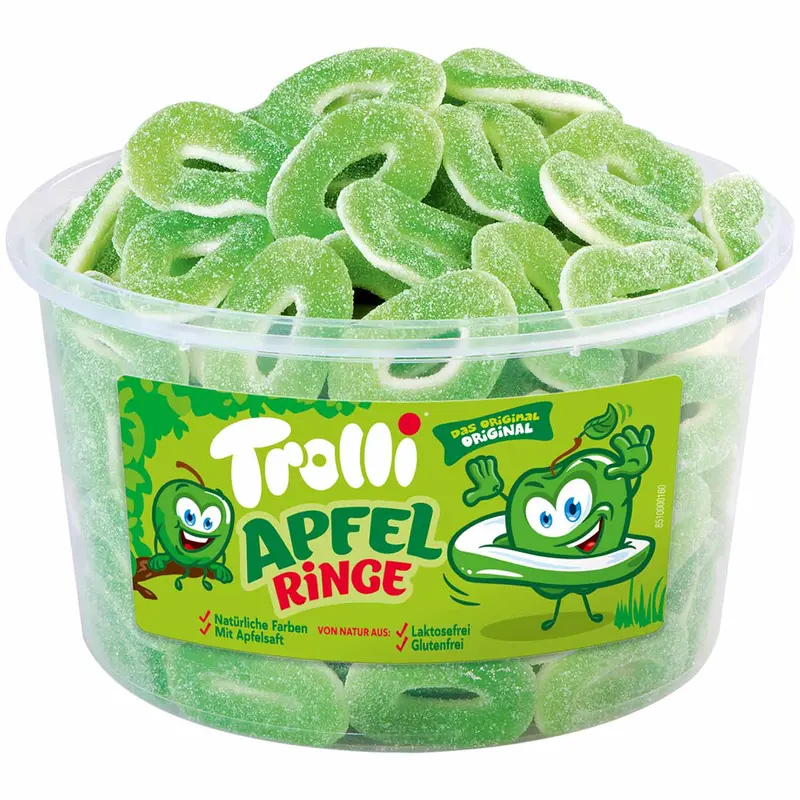 Trolli - Saure Apfelringe - Fruchtgummi - 150 Stück, 1,2kg