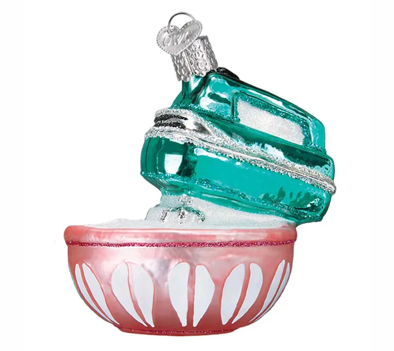 Türkiser Retro-Handmixer als Weihnachtsanhänger