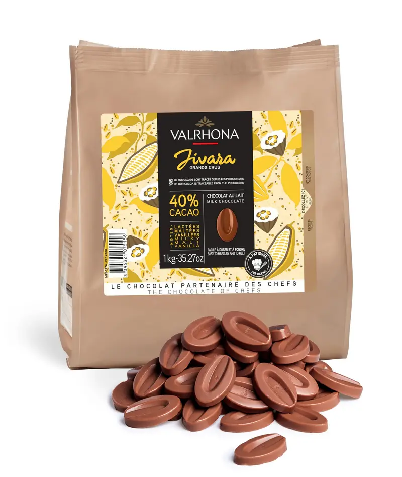 VALRHONA - Sack 1 kg Jivara 40% - Milchschokolade - Sack Bohnen - 1kg