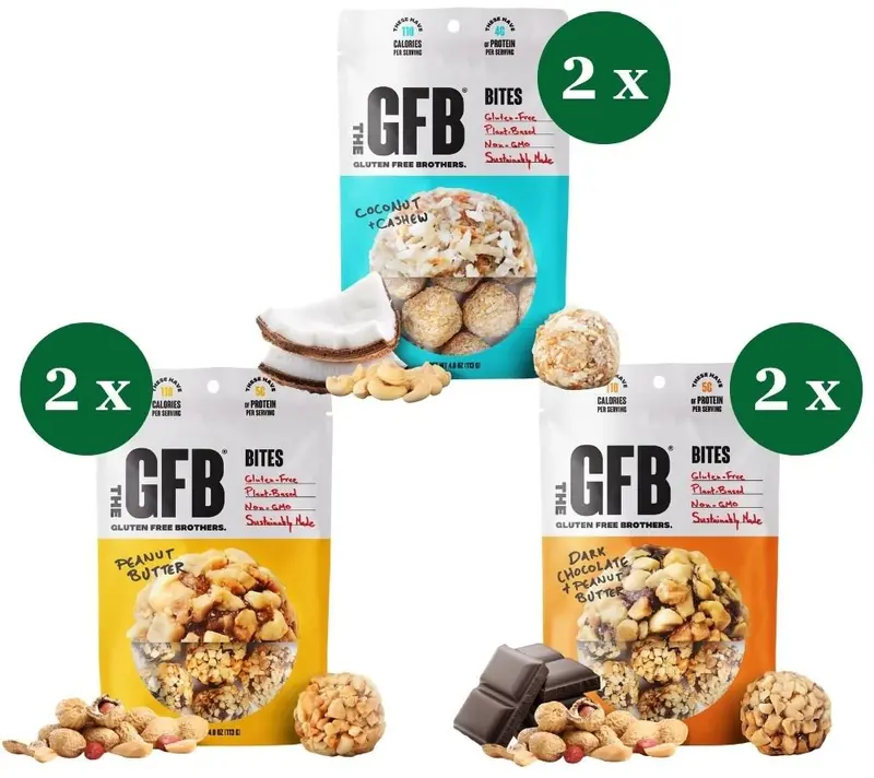 Variety Pack-6 Pcs Bites (2 each Coc Cashew, Dark Choc PB, PB) von GFB The Gluten Free Brothers