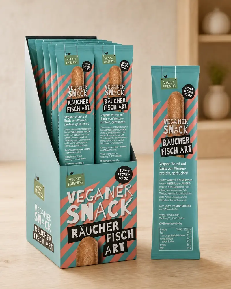 VeggyFriends Veganer Snack - Räucher Fisch Art, 12x30g