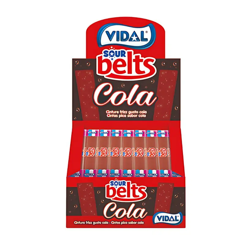 Vidal Sour Belts Cola, saures Bonbon mit dem Geschmack von cola à 9g (Packung mit 150 Stück)