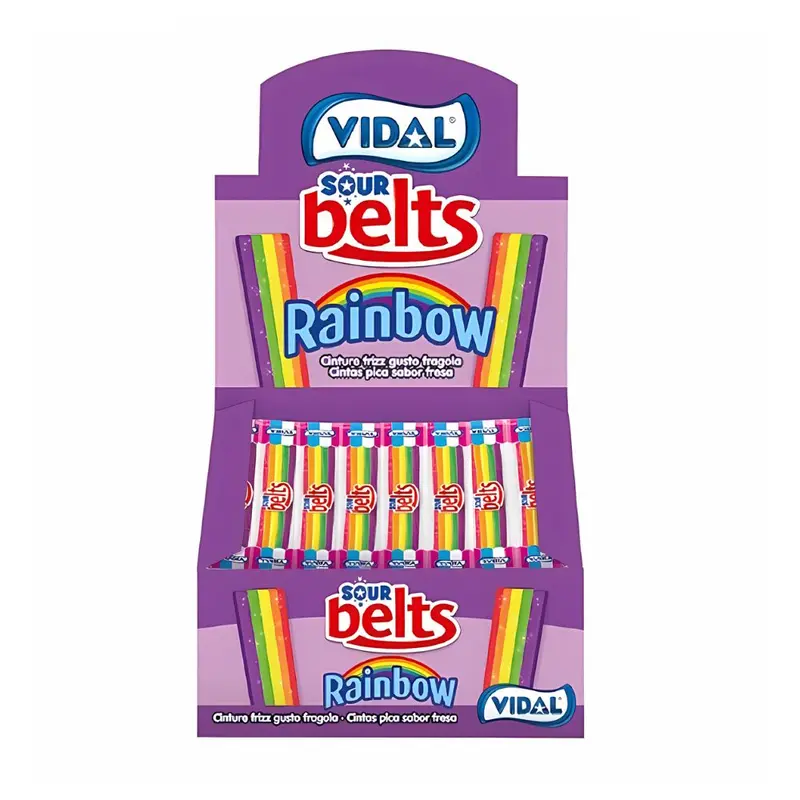 Vidal Sour Belts Multicolors, Frucht-Sauer-Geschmack Bonbon 9g (Packung mit 150)