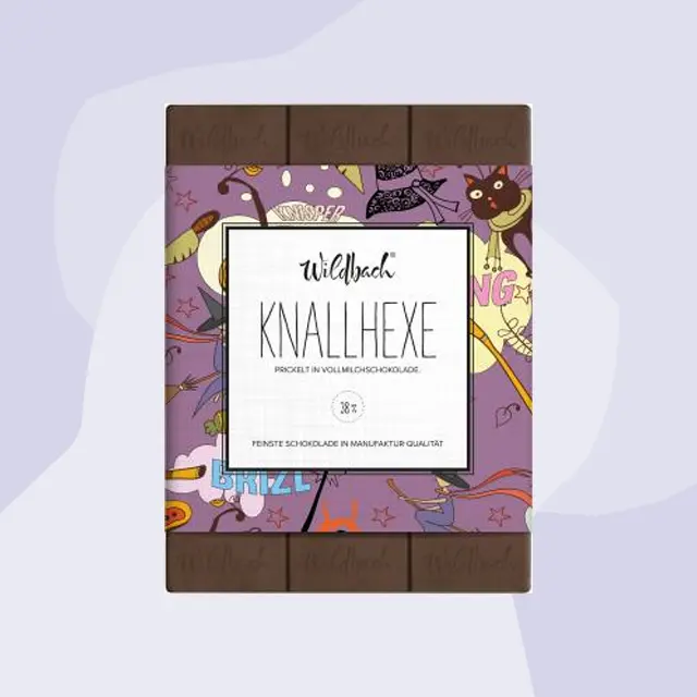 Vollmilchschokolade mit Brausegranulat "Knallhexe"