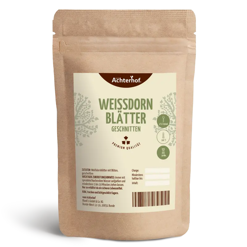 Weißdornblätter mit Blüten geschnitten (1000g)