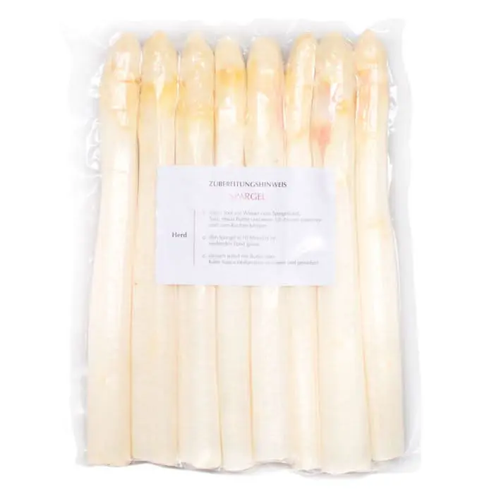 Weißer Spargel, geschält und vakuumiert