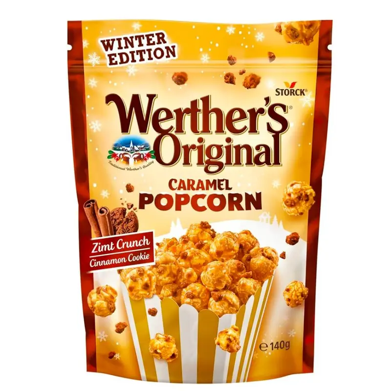 Werther's Original Caramel Popcorn Cinnamon Cookie, karamellisierte Popcorn mit Zimt-Keksstücken von 140g