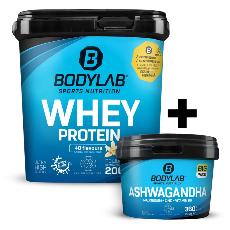 Whey + BIG PACK Ashwagandha (360 Kapseln)