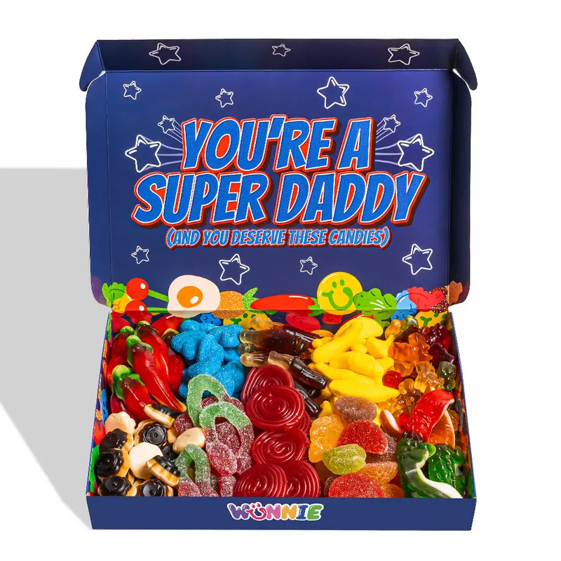 Wunnie box “Bester Papa”, das Candy box zum Zusammensetzen mit den Lieblings-Gummibärchen des Papas