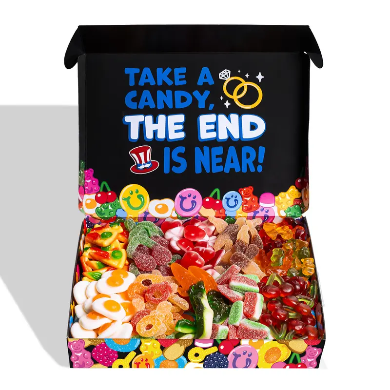 Wunnie box "Game over", das Candy box zum Zusammensetzen mit den Lieblingsgummibärchen des Bräutigams