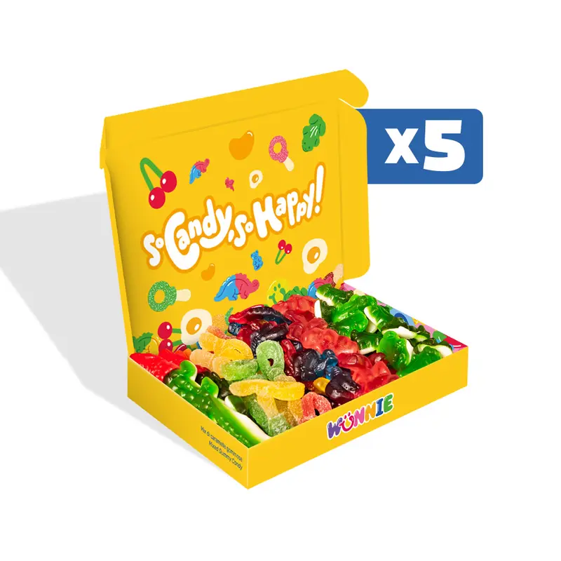 Wunnie box "Smile", 5 Schachteln Gummibonbons in verschiedenen Geschmacksrichtungen à 480g