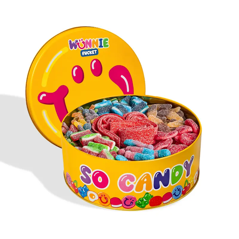 Wunnie Bucket Fizzy Mix, Dose mit gezuckerten Gummibonbons