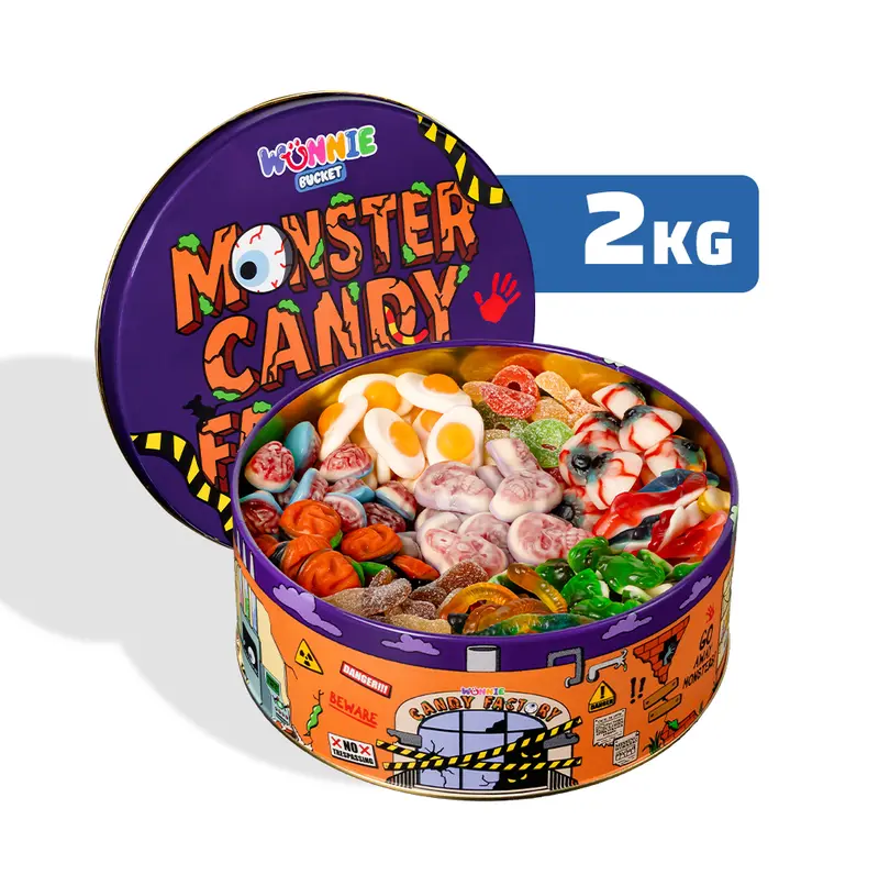 Wunnie Bucket “Happy Halloween”, Dose zum Befüllen mit deinen Lieblingsgummibärchen - 2 kg