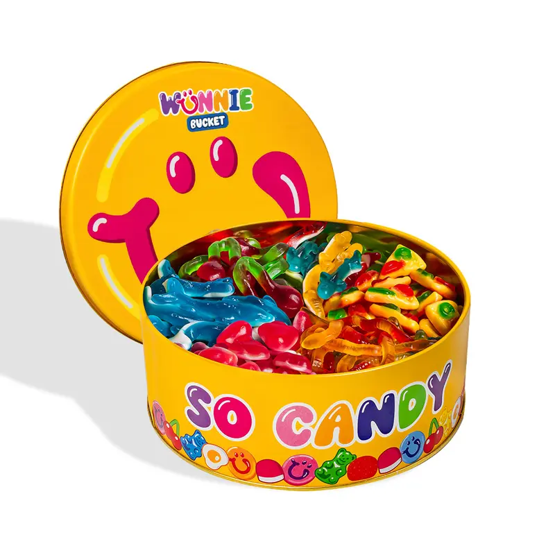 Wunnie Bucket Jelly Mix, Dose mit glatten Gummibonbons