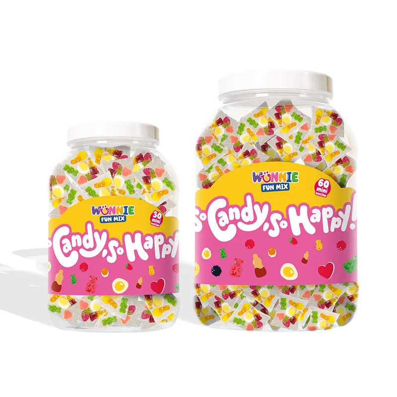 Wunnie Fun Mix, Dose mit Einzelportionen von Gummibonbons in verschiedenen Geschmacksrichtungen (30 oder 60 Stk.)