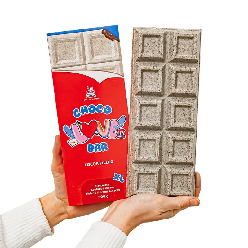 XL Cocoa gefüllte Choco Love Bar, Schokolade Cookies & Cream gefüllt mit Kakaocreme 500g