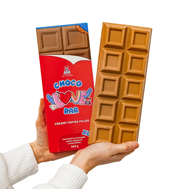 XL Creamy Toffee gefüllte Choco Love Bar, Schokolade mit Karamell gefüllt mit Toffee-Creme 500g