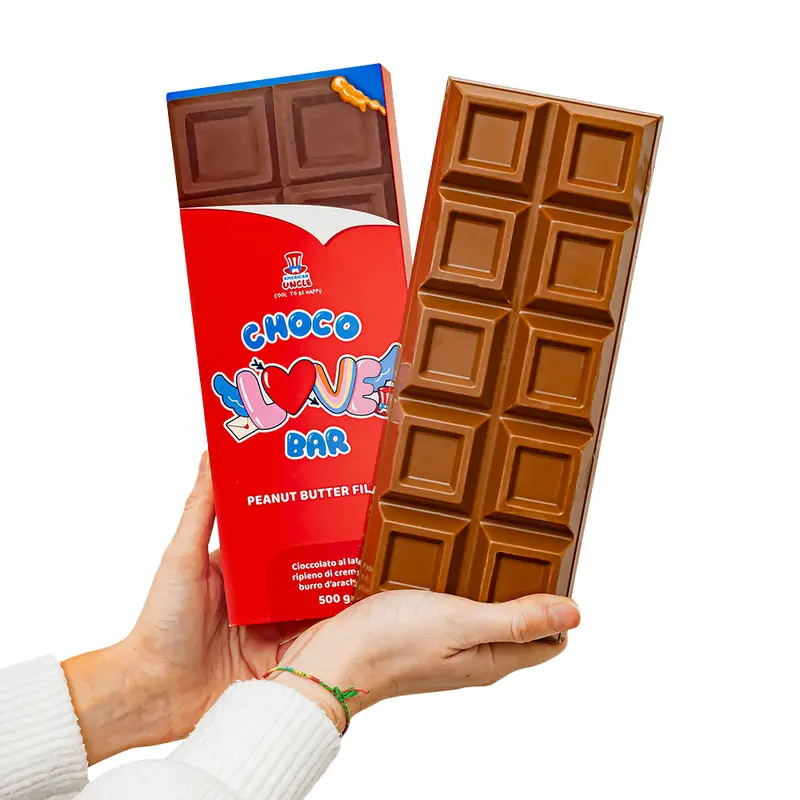 XL Peanut Butter gefüllte Choco Love Bar, Milchschokolade gefüllt mit Erdnussbuttercreme 500g