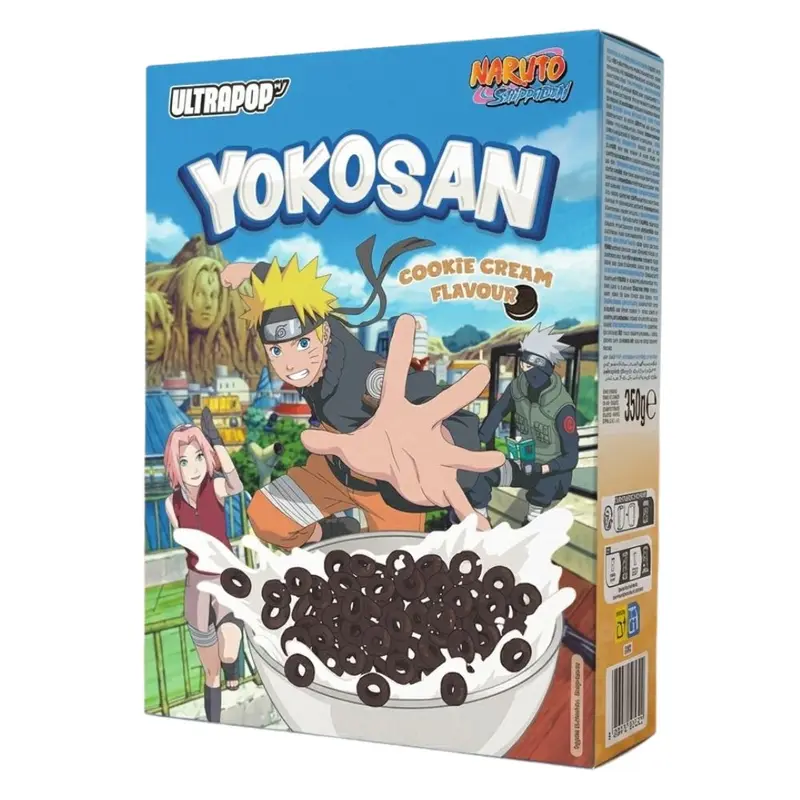 Yokosan Naruto Cereal Cookies-Cream-Geschmack, Cerealien mit Cookie-und-Cream-Geschmack, 350 g