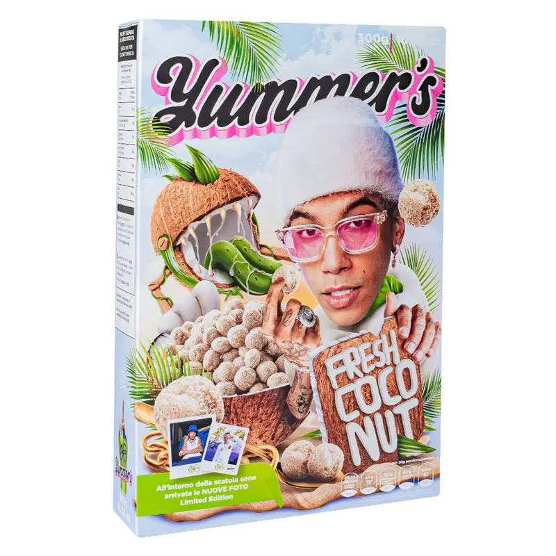 Yummer's Cereali Fresh Coconut von Sfera Ebbasta, Kokosgeschmack Kugeln von 300g