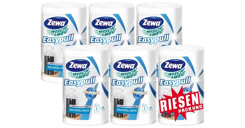 Zewa Wisch und Weg Easypull Nachfüllrolle, 6 Rollen x 160 Blatt