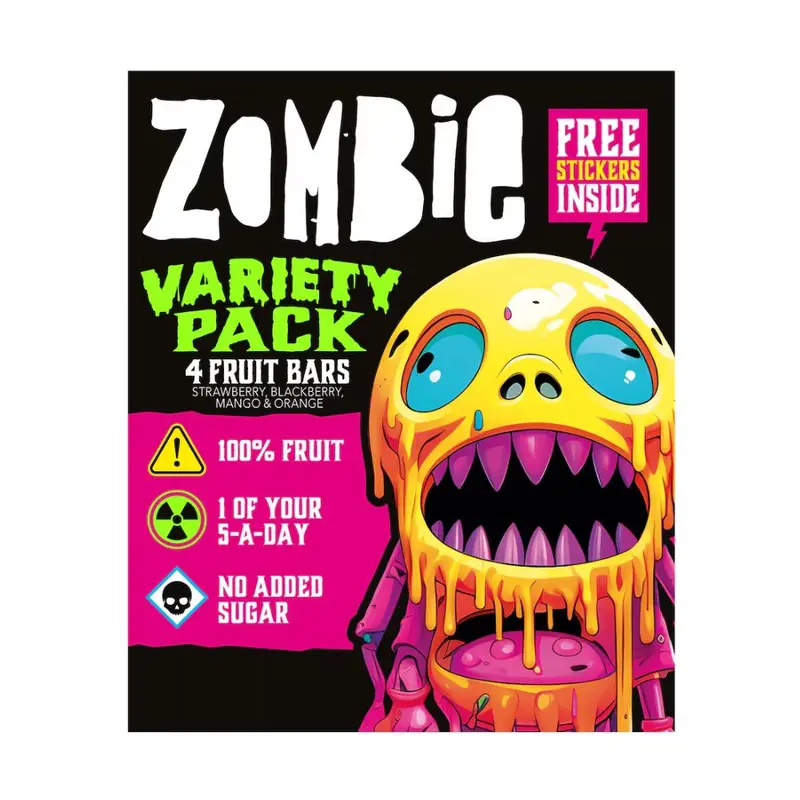 Zombie Variety Pack 4 Fruchtriegel, 4 Fruchtriegel mit verschiedenen Geschmacksrichtungen à 100g